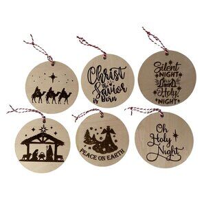 Christmas Wood Ornaments set of 6